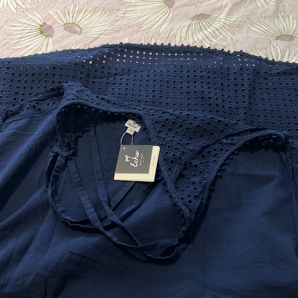 🔥🔥NWT ECHO Sheer Eyelet Midi Dress - Picture 9 of 15